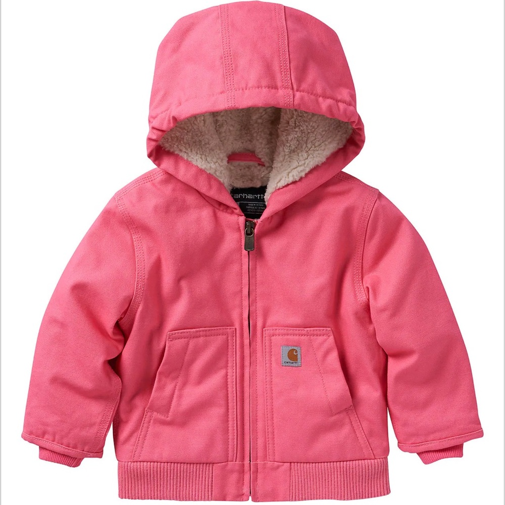 GIRLS' ZIP FRONT CANVAS INSULATED HOODED COAT- Size XXS (4/5yr)